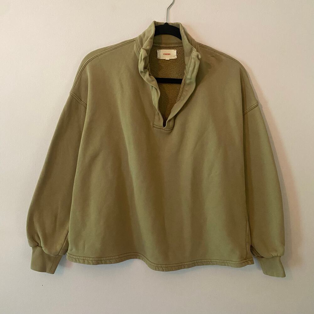 Xirena Trey Tan Cropped V-neck Terry Sweatshirt Loungewear Women's size XS